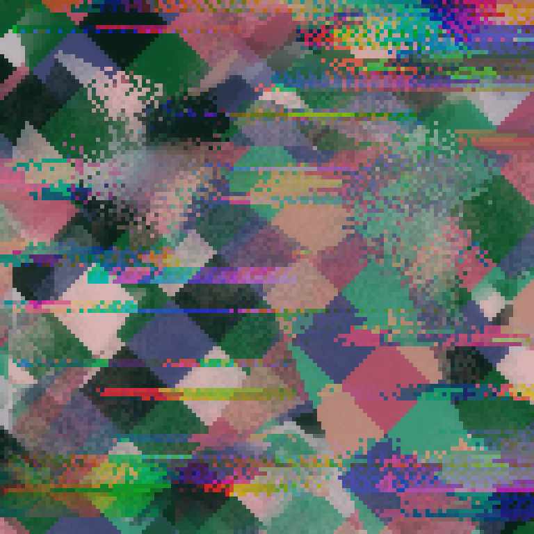 The Glitch in Plaidspace — a colorful glitch-art plaid pattern